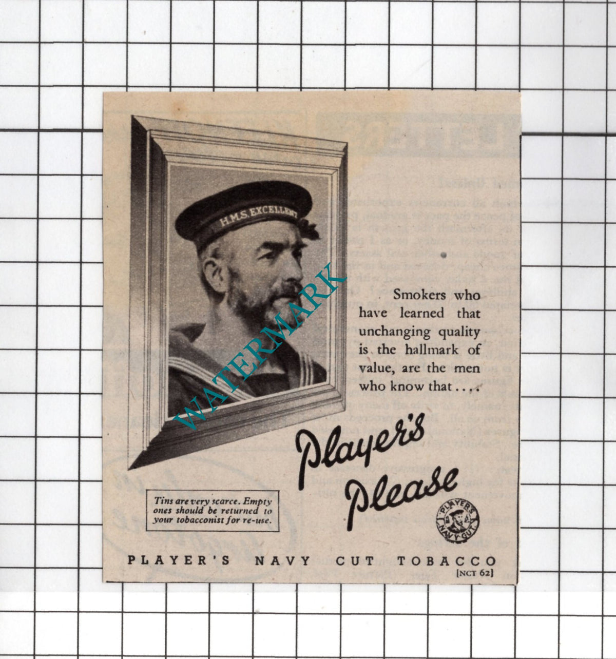 Player's Navy Cut Tobacco Advert - 1948 Small ADVERT