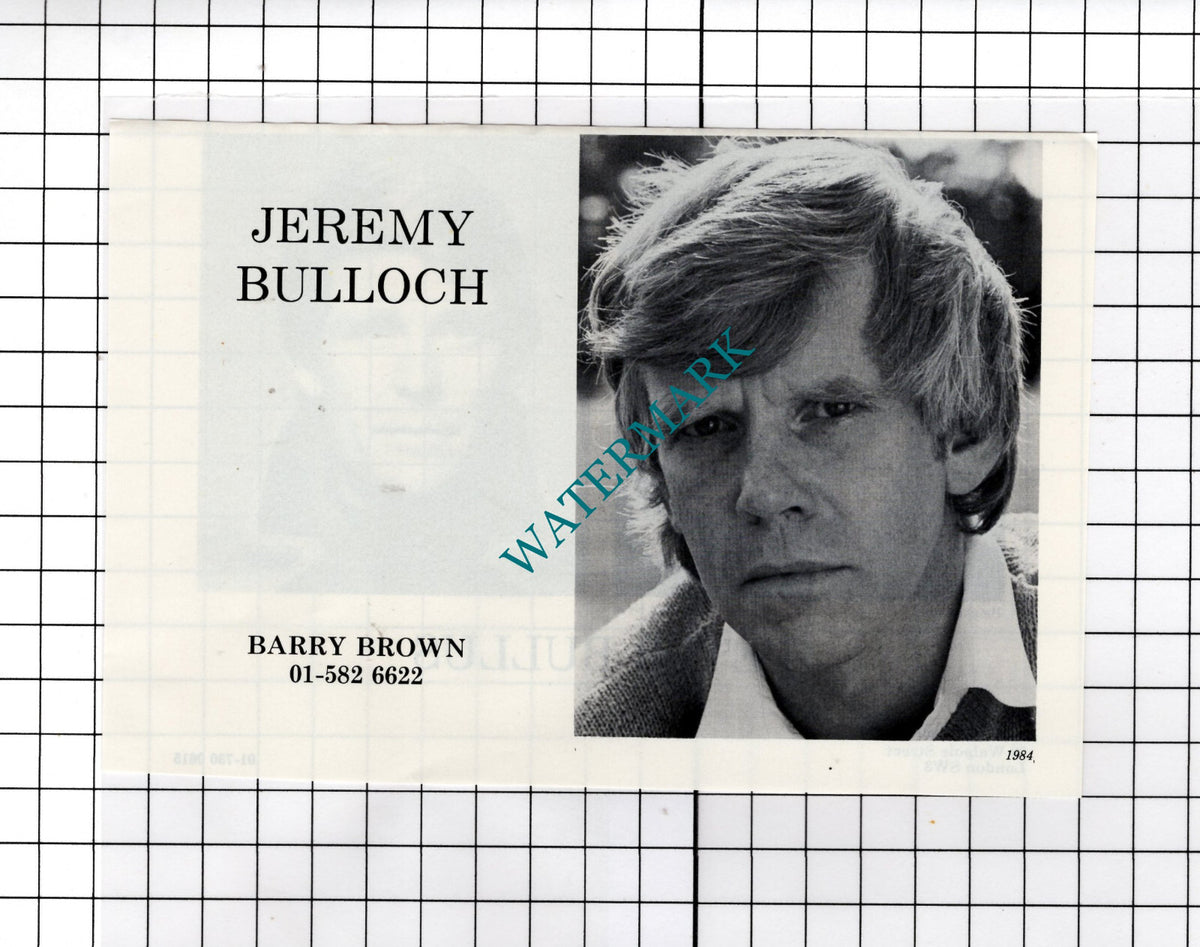 Jeremy Bulloch Actor / Peter Bullus Actor Advert - 1986 Cutting