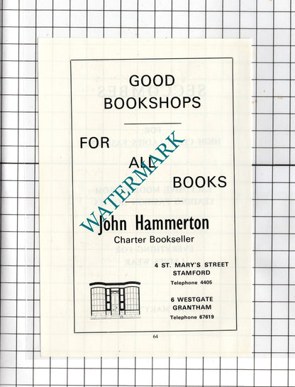 John Hammerton Books Stamford Lincolnshire / Seccombes Fashions -  1974 Advert