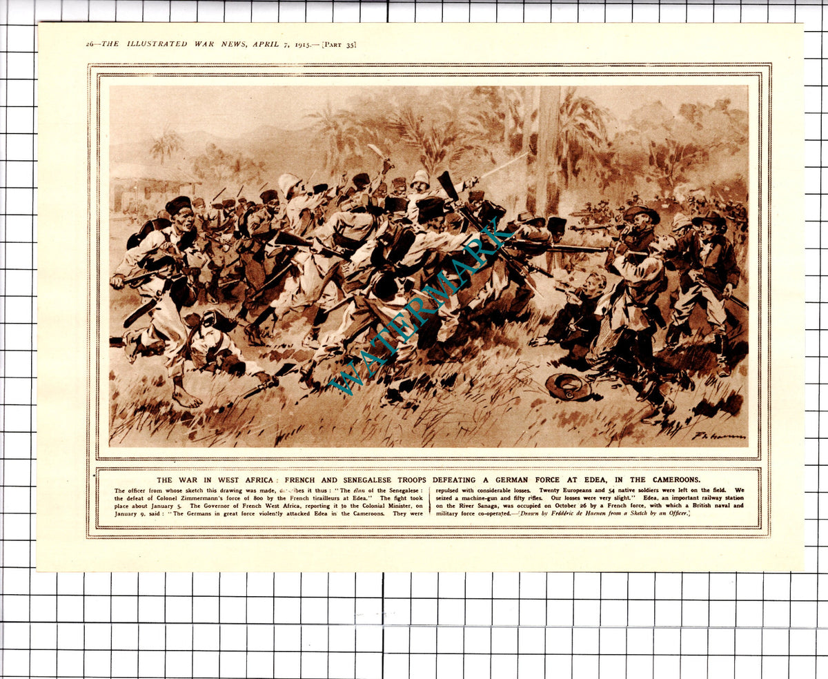 Colonel Zimmermann Edea West Africa French Senagalese WW1 1915 Clipping / Print