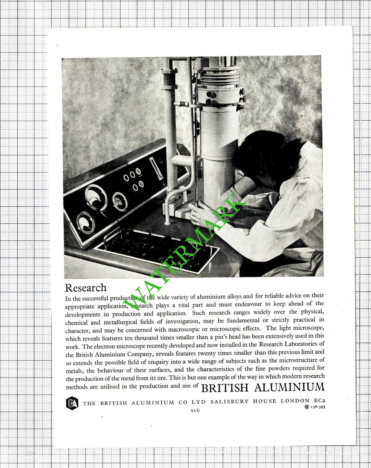 British Aluminium Co Ltd London / Roche Products Advert -1951 Cutting