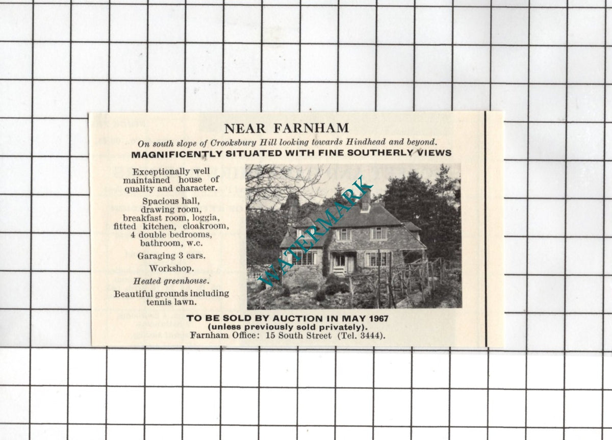 Farnham Surrey SMALL House Sale Advert - 1967