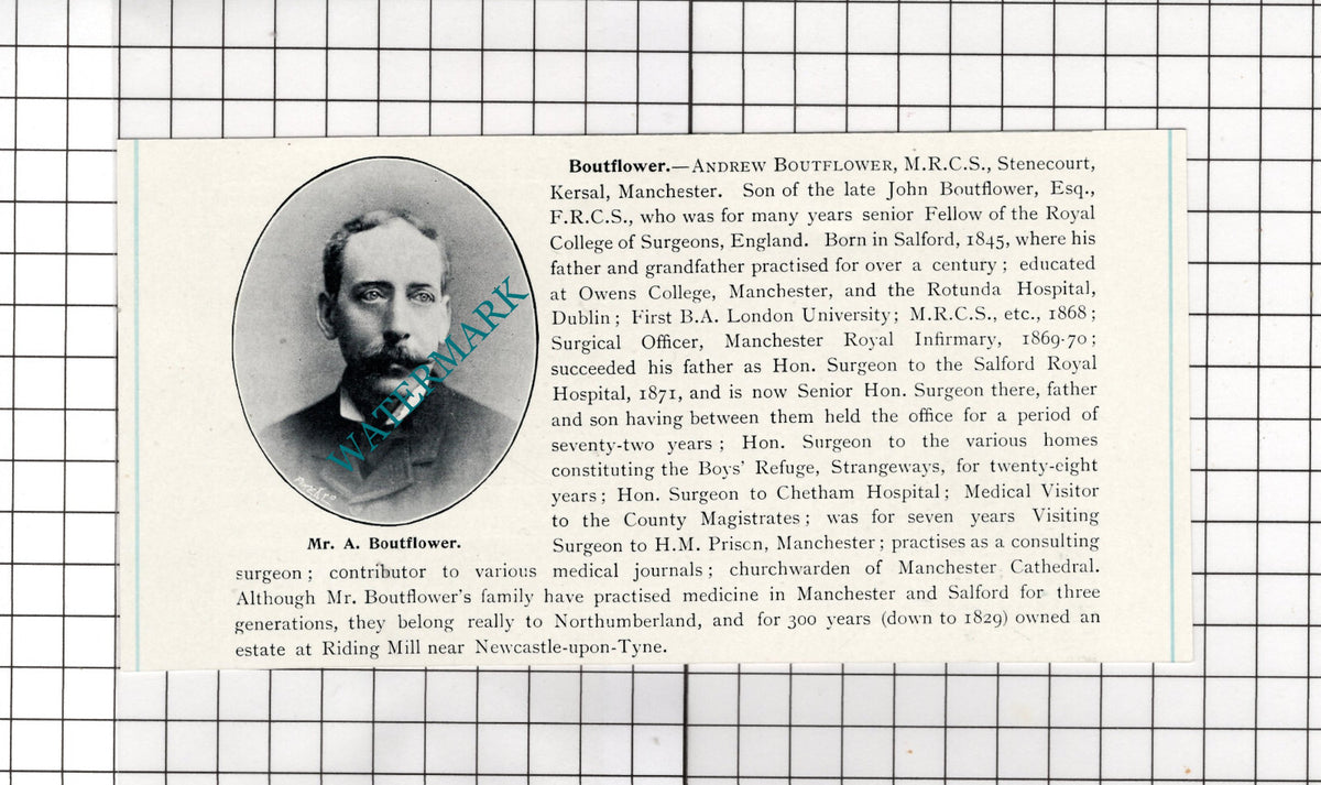 Andrew Boutflower Stenecourt Kersal Manchester - c.1900 Cutting