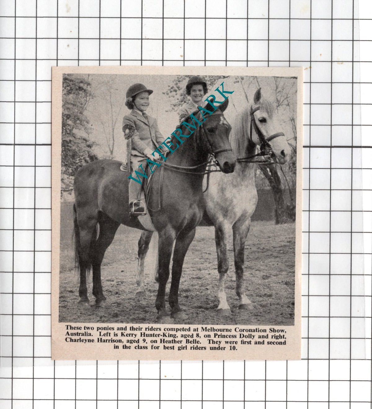 Kerry Hunter-King Charleyne Harrison Horse Riding Australia -  1954 Clipping