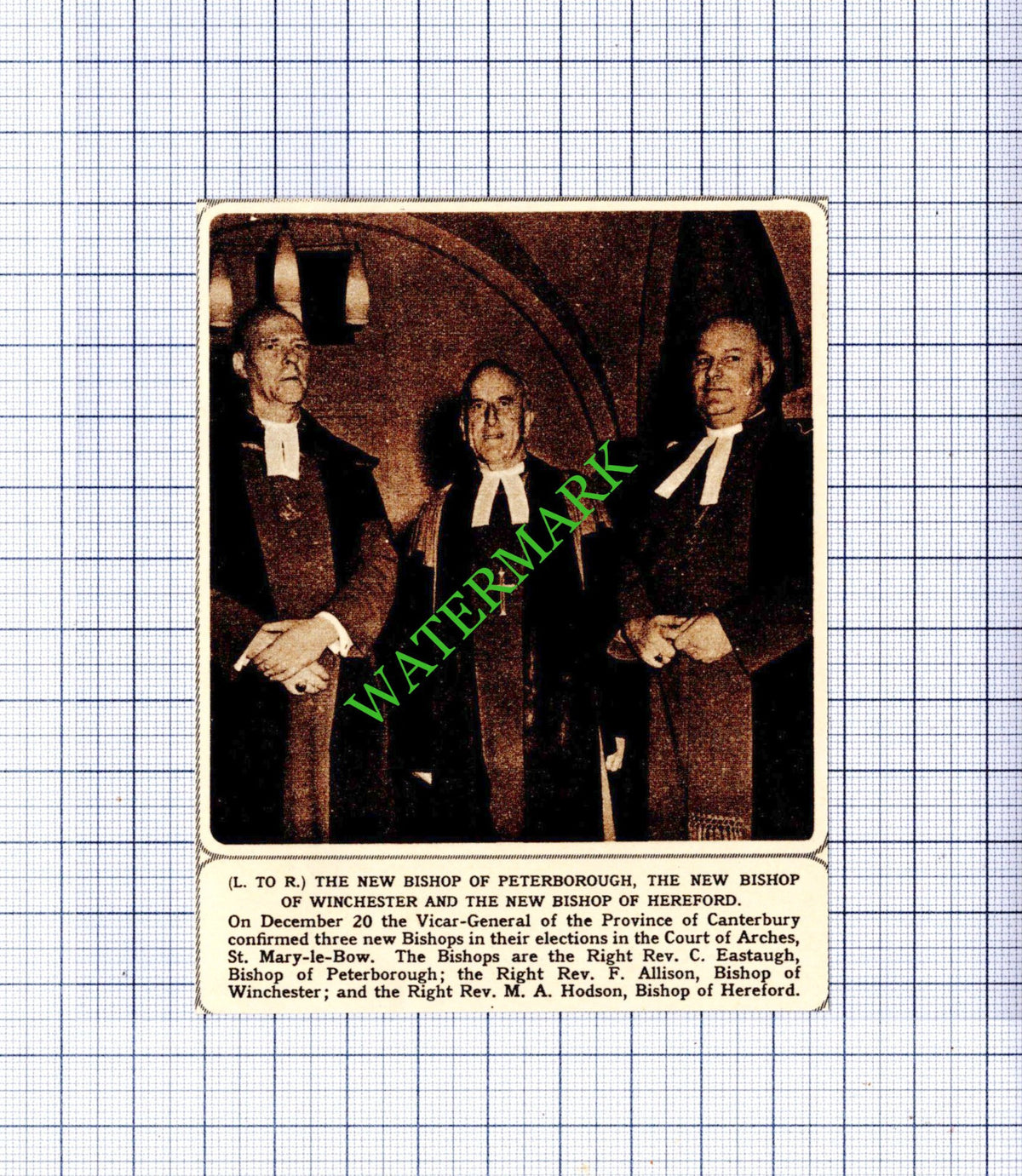 Eastaugh Bishop Of Peterborough Allison Winchester Hodson Hereford 1961  Cutting