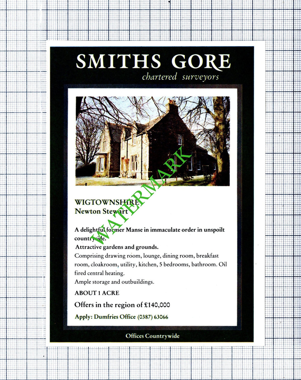 Newton Stewart Wigtownshire House Sale Advert - 1991 Cutting