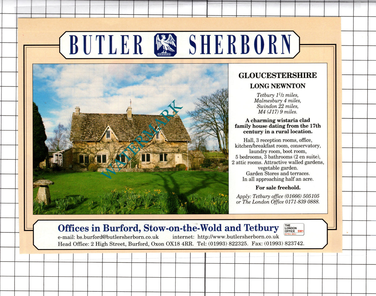 Long Newnton Gloucestershire House Sale Advert - 1998 Clipping