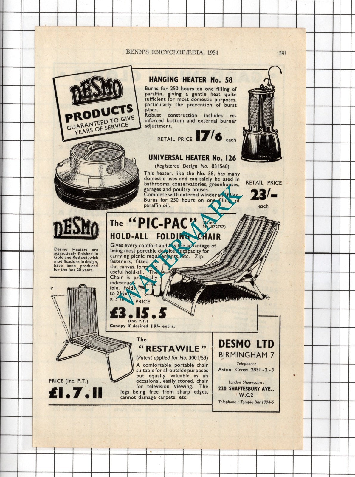 Desmo Ltd Birmingham / Horace Sleep Industrial Wandsworth London -  1954 Advert