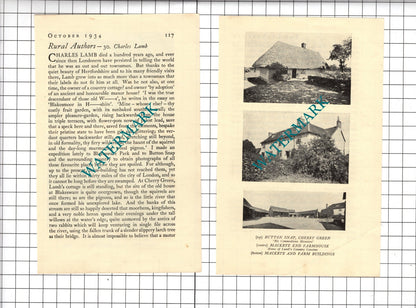 Charles Lamb Author Button Snap Cherry Green Hertfordshire - 1934 Small Article