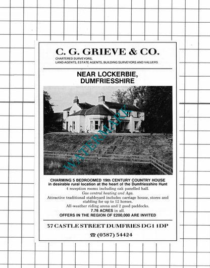 Lockerbie Dumfriesshire / Lelant Cornwall House Sale Advert - 1990 Clipping