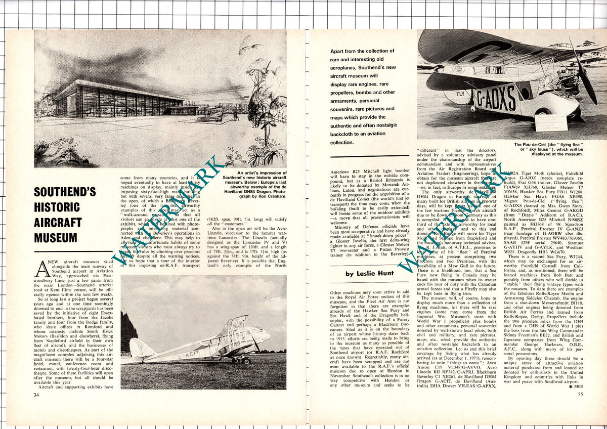 Southend Historic Aircraft Museum  Essex - 1972 Article