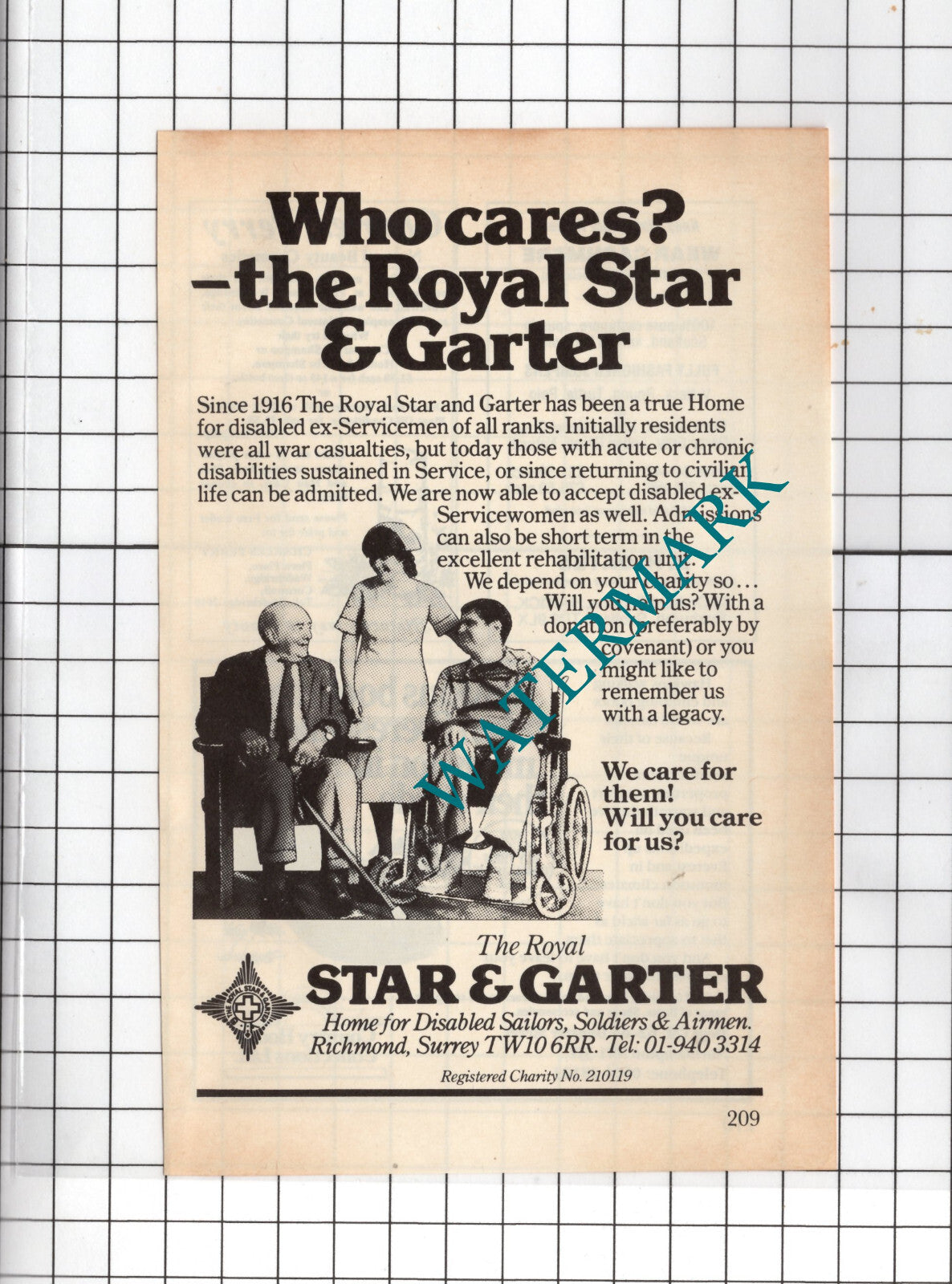 The Royal Star & Garter Richmond Surrey  Appeal Advert - 1983 Cutting