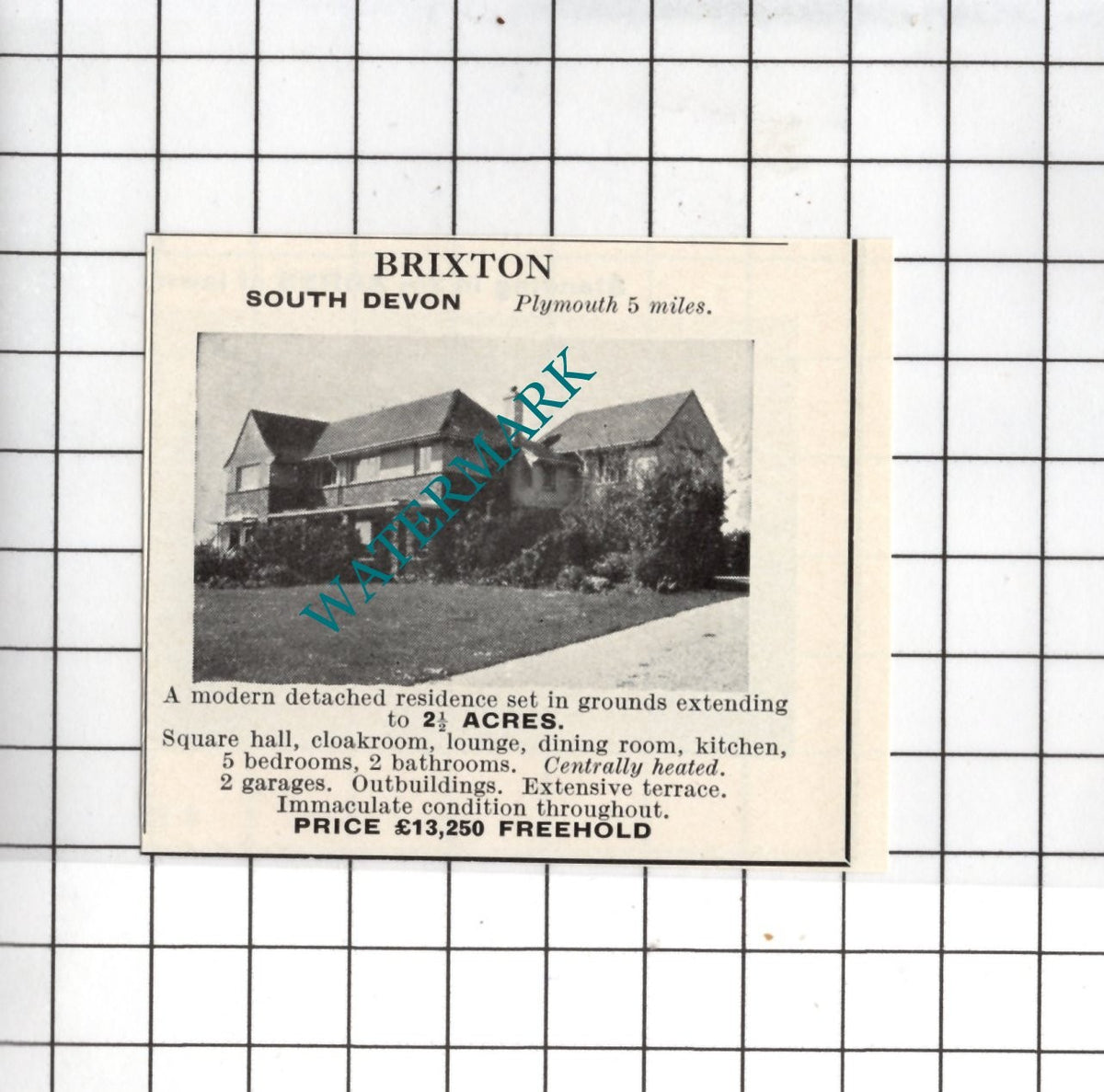 Brixton Devon - 1967 House Sale Advert  - Small
