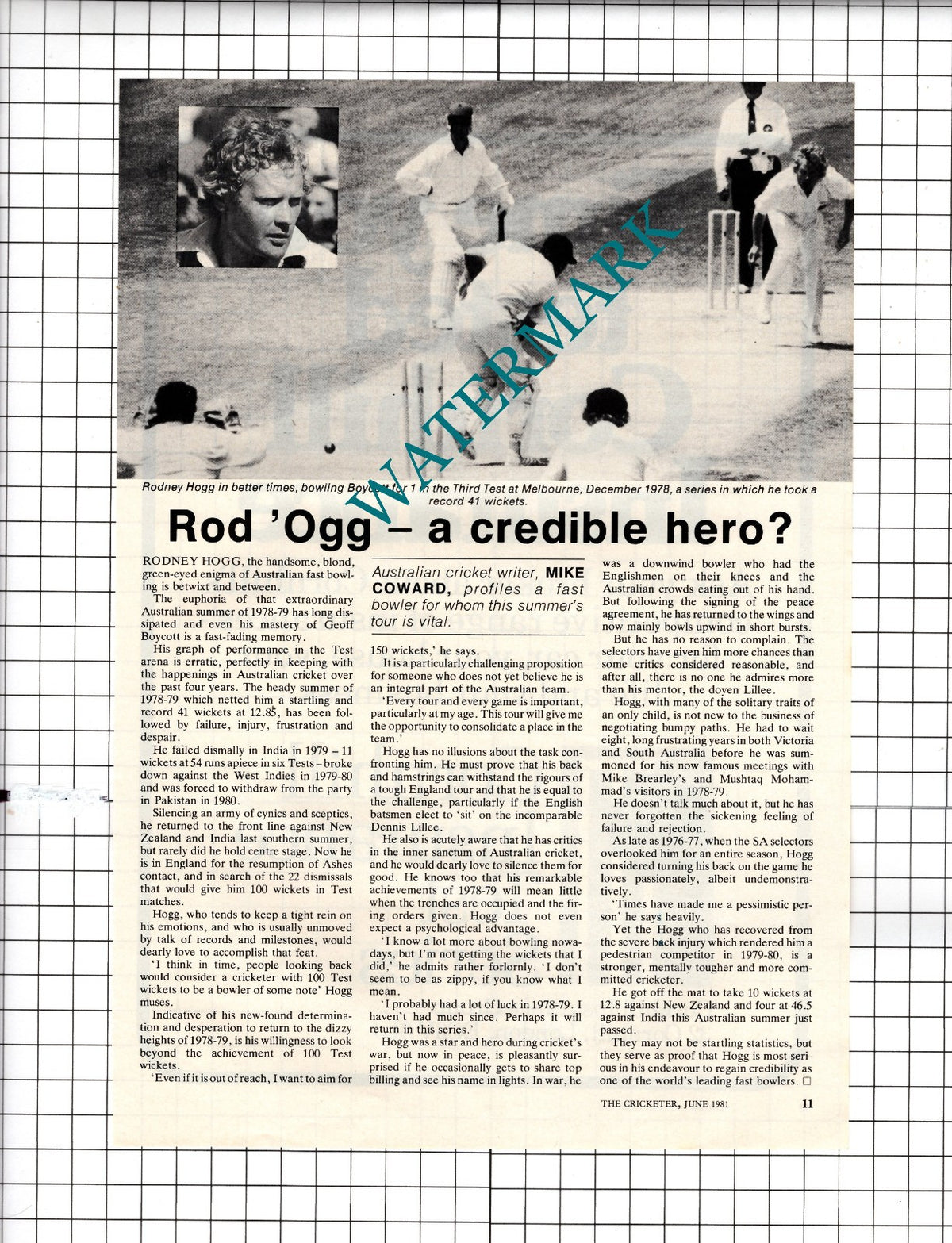 Rodney Hogg Cricketer Cricket - 1981 Article