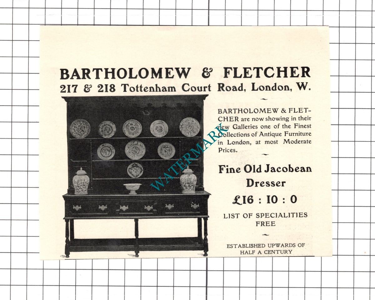 Bartholomew & Fletcher  London Furniture - 1904 Small Advert / Print