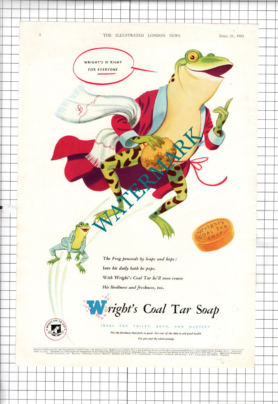 BEA Elizabethan Aeroplane / Wright's Coal Tar Soap ADVERT Frog - 1951