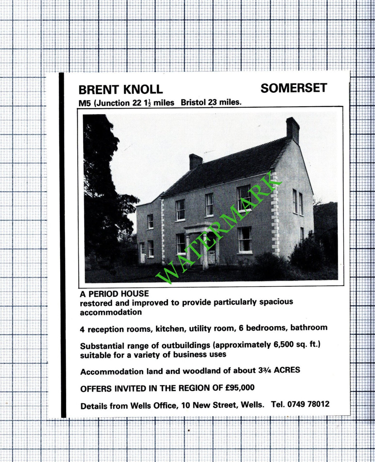 Brent Knoll Somerset House Sale Advert - 1981 Cutting