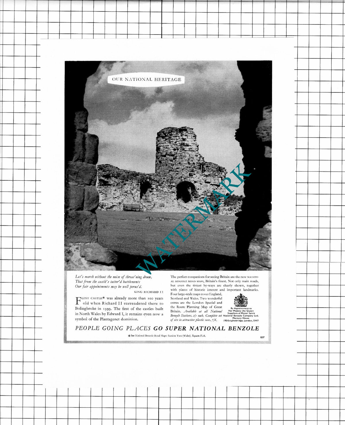 Flint Castle National Benzole / Marcel Rochas  Advert - 1959 Clipping / Print