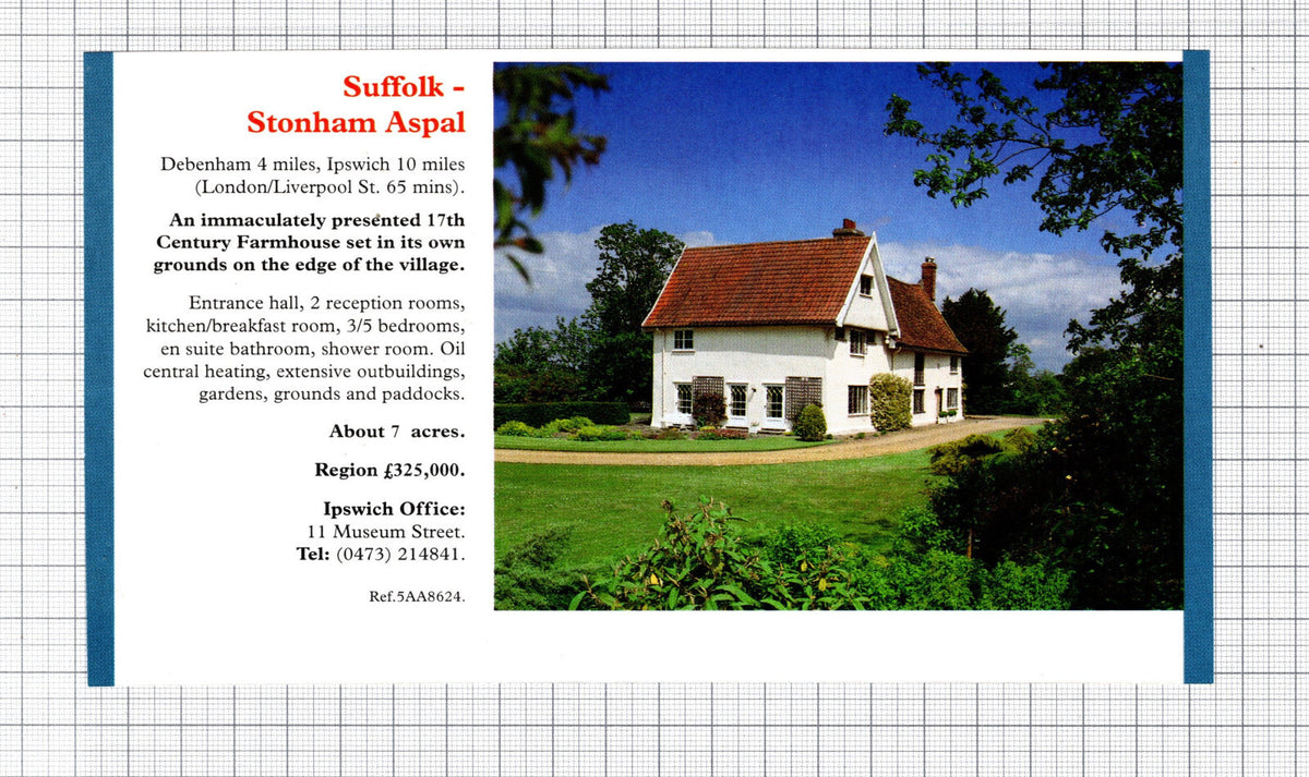 Stonham Aspal Suffolk House Sale Advert -  1991 Cutting