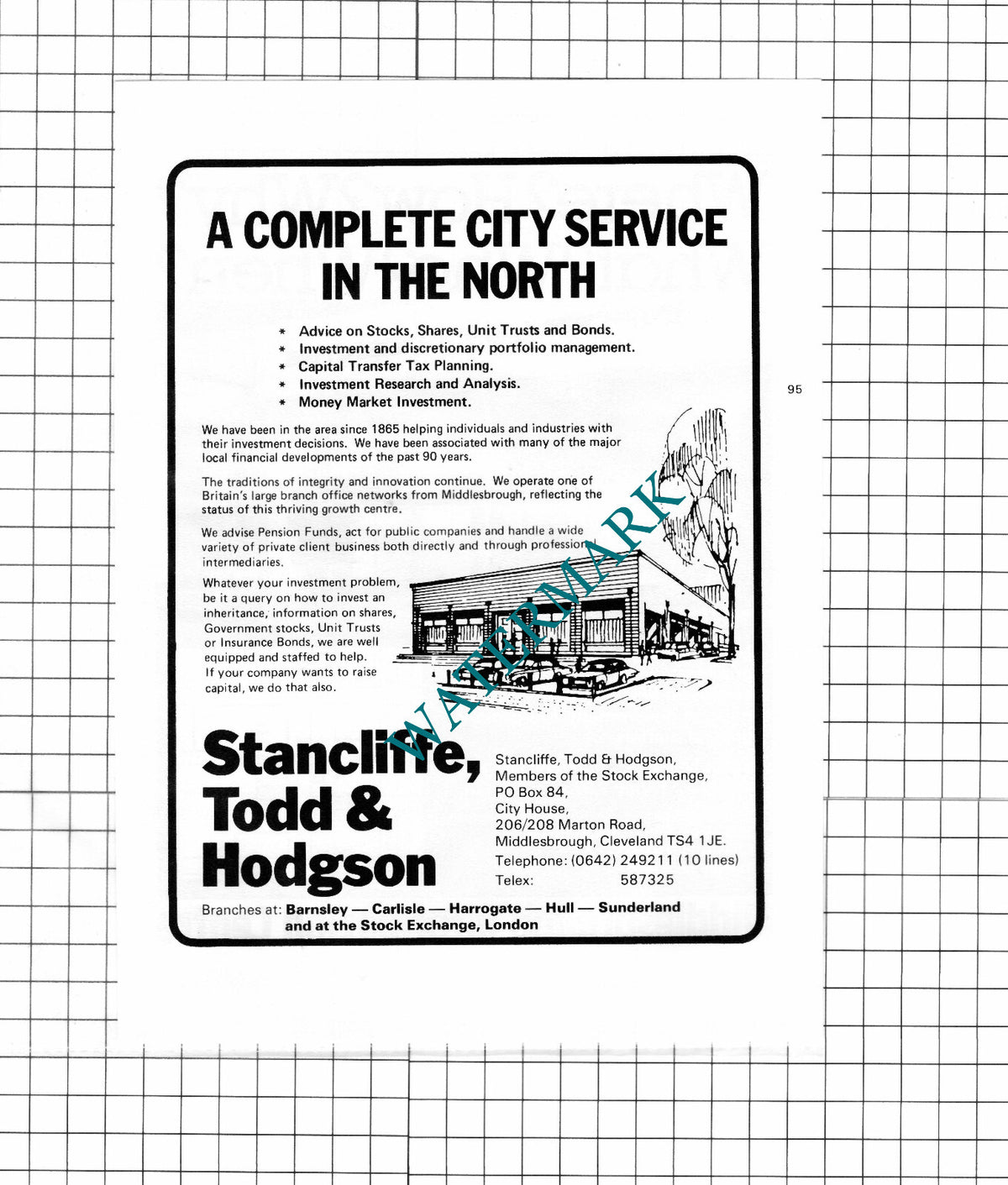 Stancliffe Todd & Hodgson Middlesbrough Advert - c.1980 Cutting / Print