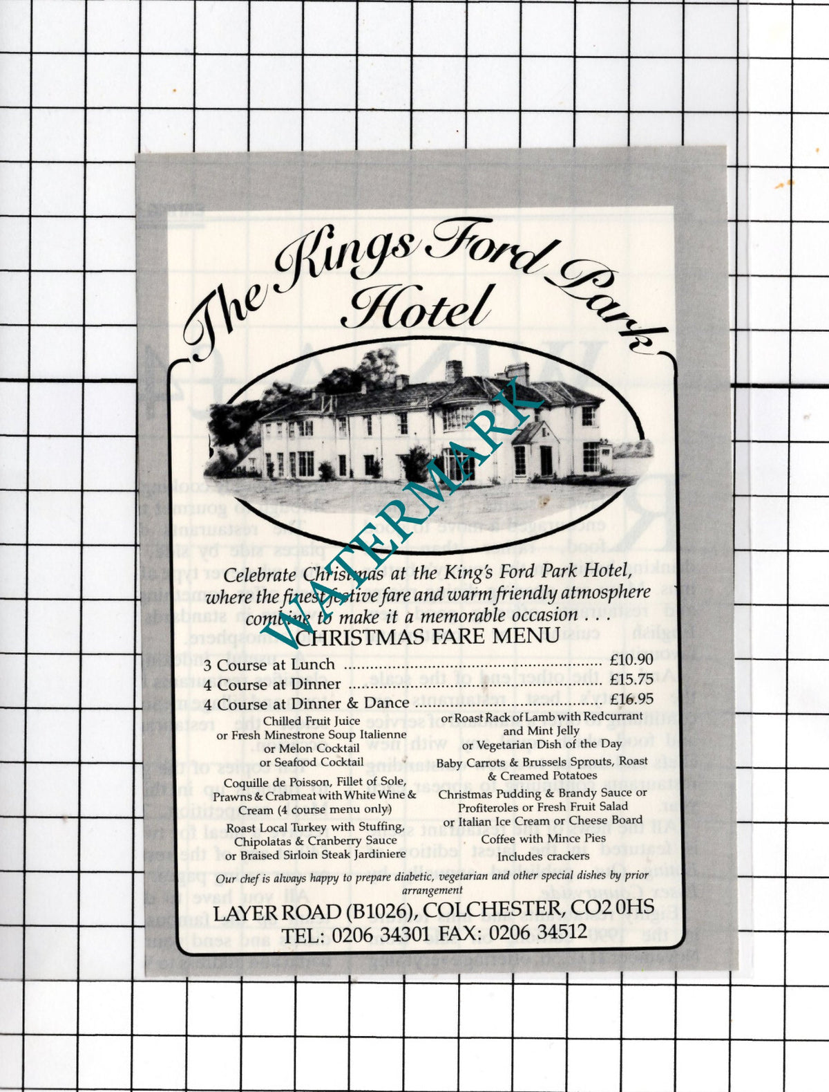 The King's Ford Park Hotel Colchester Essex - 1989 Small Advert