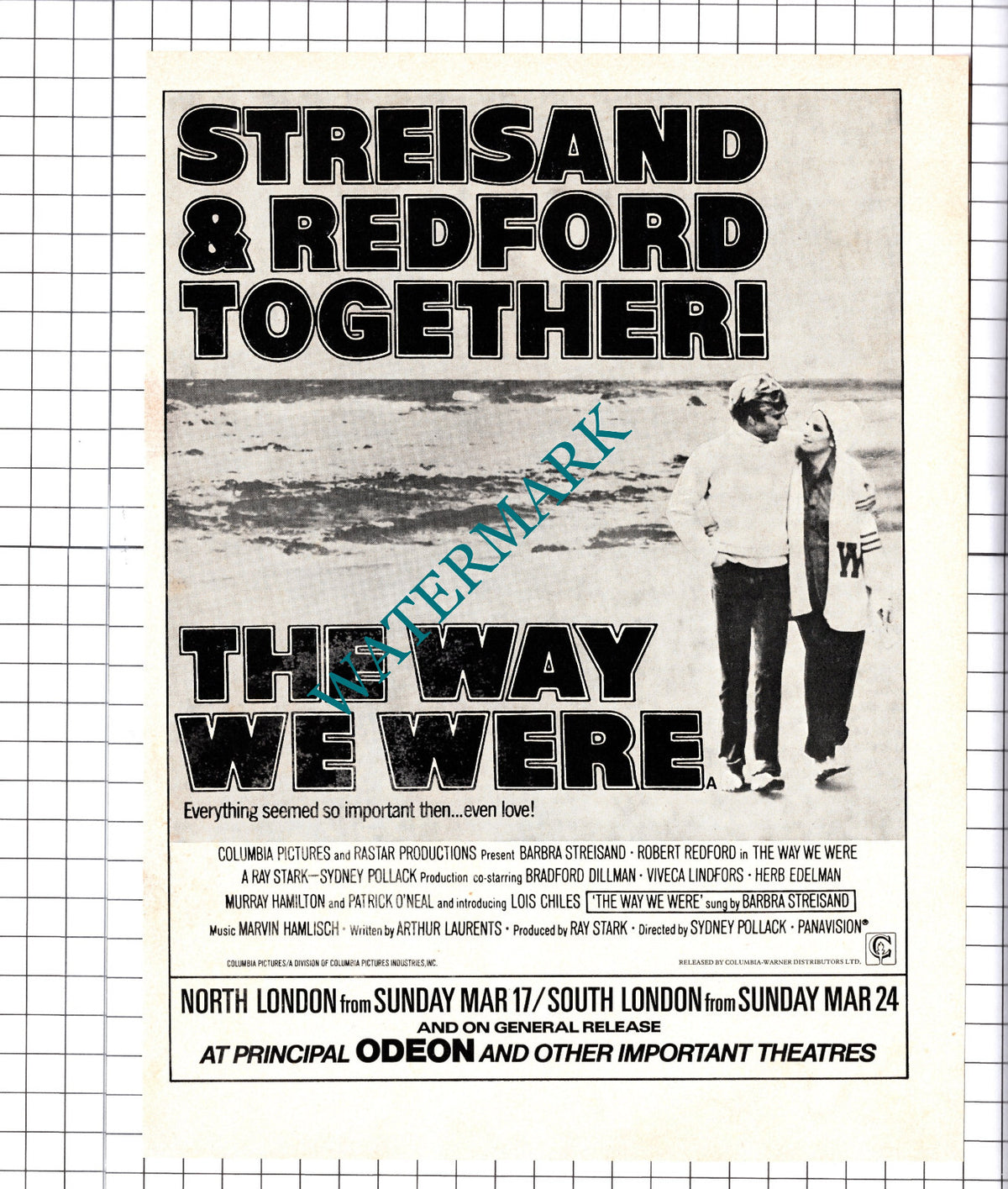 THE WAY WE WERE Robert Redford Film Advert - 1974 Cutting