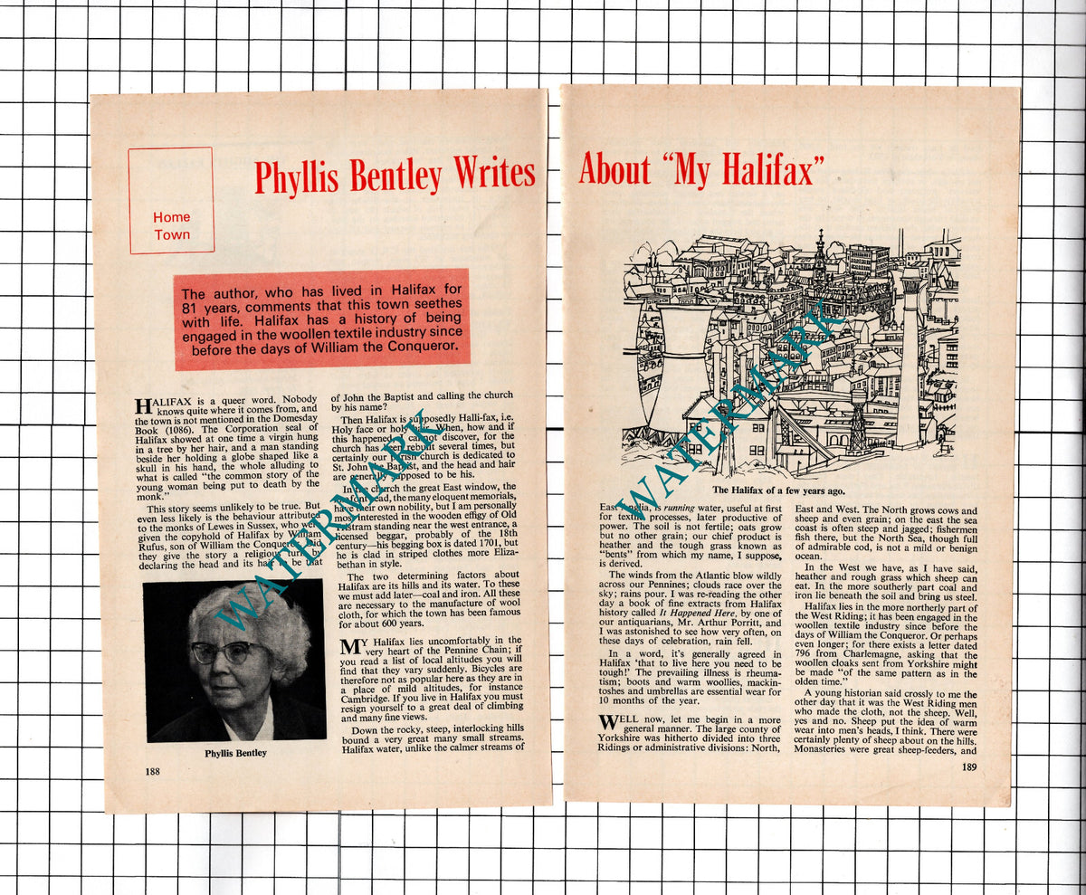 Phyllis Bentley Author Halifax Yorkshire - 1976 Small Article