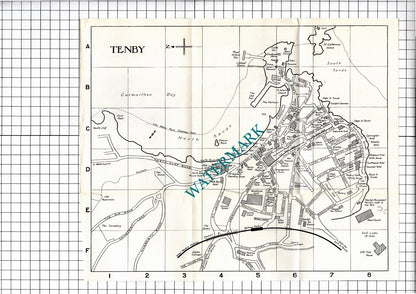 Tenby Wales Folded Street Map   - 1936 Pullout Map