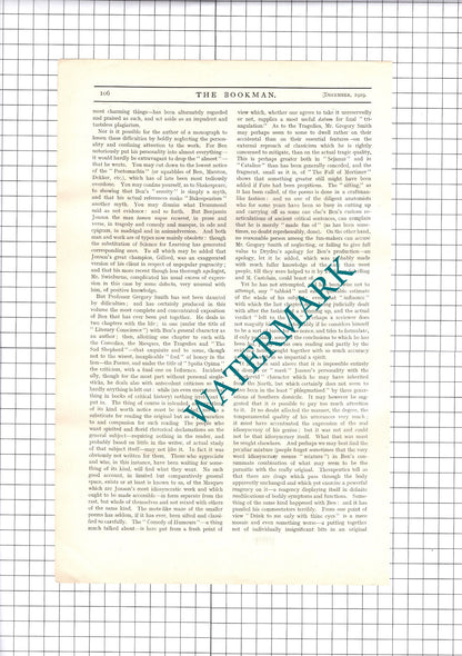 Ben Johnson Writer  George Saintsbury - 1919 Article