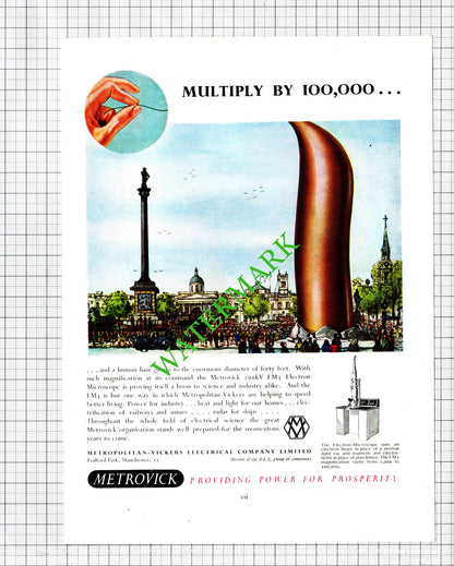 Metrovick Microscope / British Thomson-Houston ADVERT - 1951 Cutting