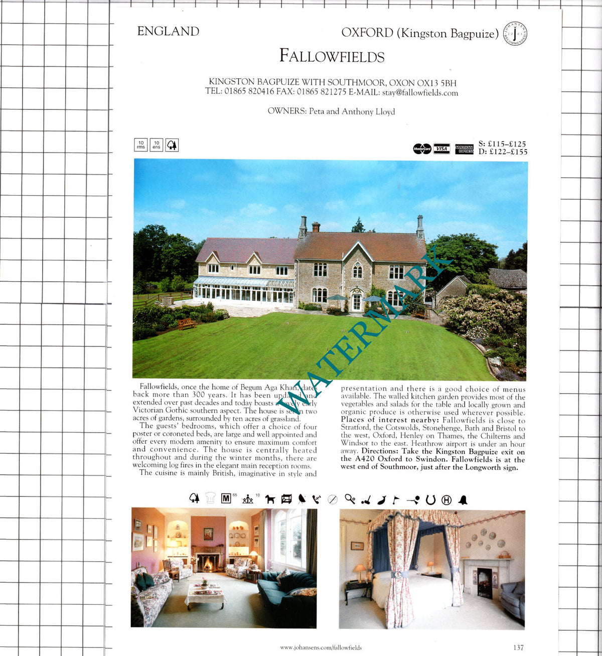 Fallowfields Kingston Bagpuize Begum Aga Khan / Westwood Hinksey  - 2001 Advert