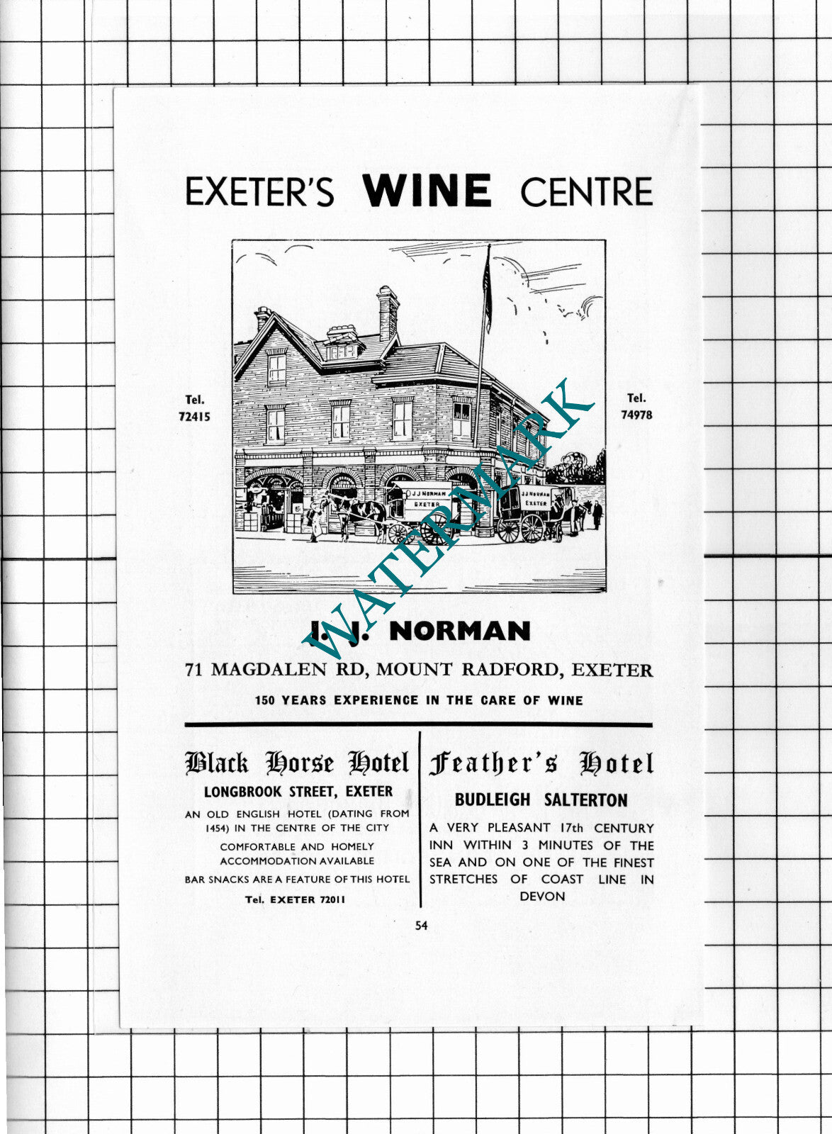J J Norman Exeter Wine Centre  Advert  - 1957 Cutting