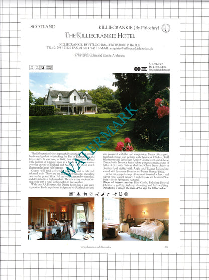Killiecrankie Hotel / Balgeddie House Hotel Leslie Fife Scotland- c.2001 Advert