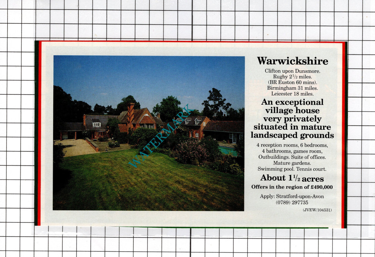 Clifton Upon Dunsmore Warwickshire  -  1991 House Sale Advert