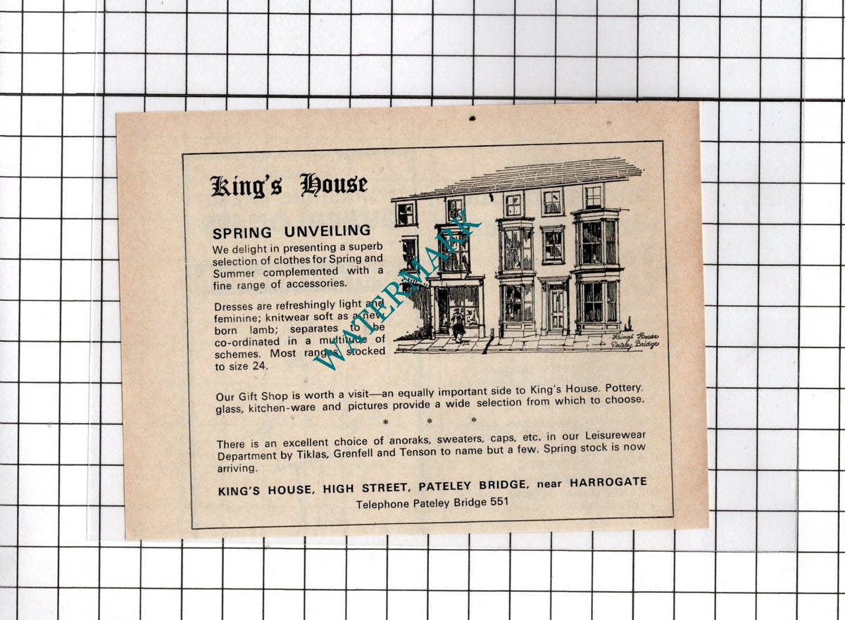 King's House Pateley Bridge Yorkshire Advert - 1976  Cutting