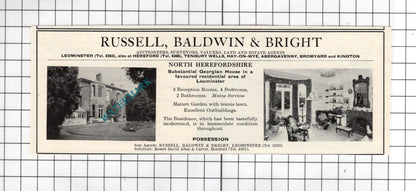 Aldham Hall Essex / Leominster Herefordshire House Sale Advert - 1967