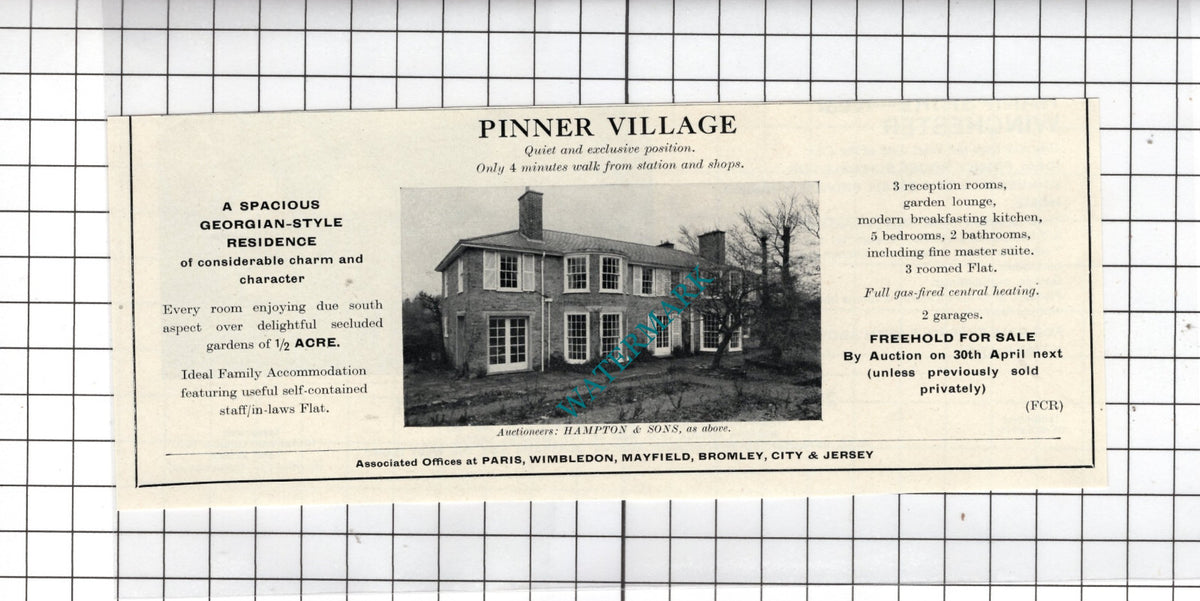 Pinner Village London  - 1969 House Sale Advert