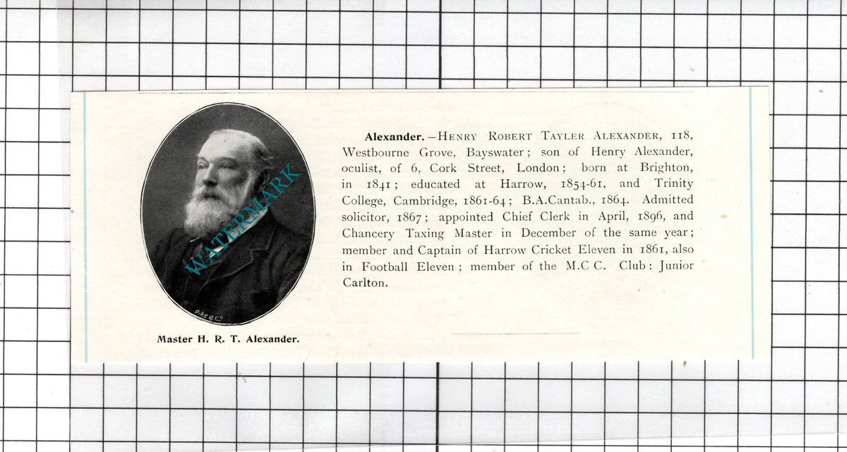 Henry Robert Tayler Alexander 118 Westbourne Grove Bayswater  - c.1905 Clipping