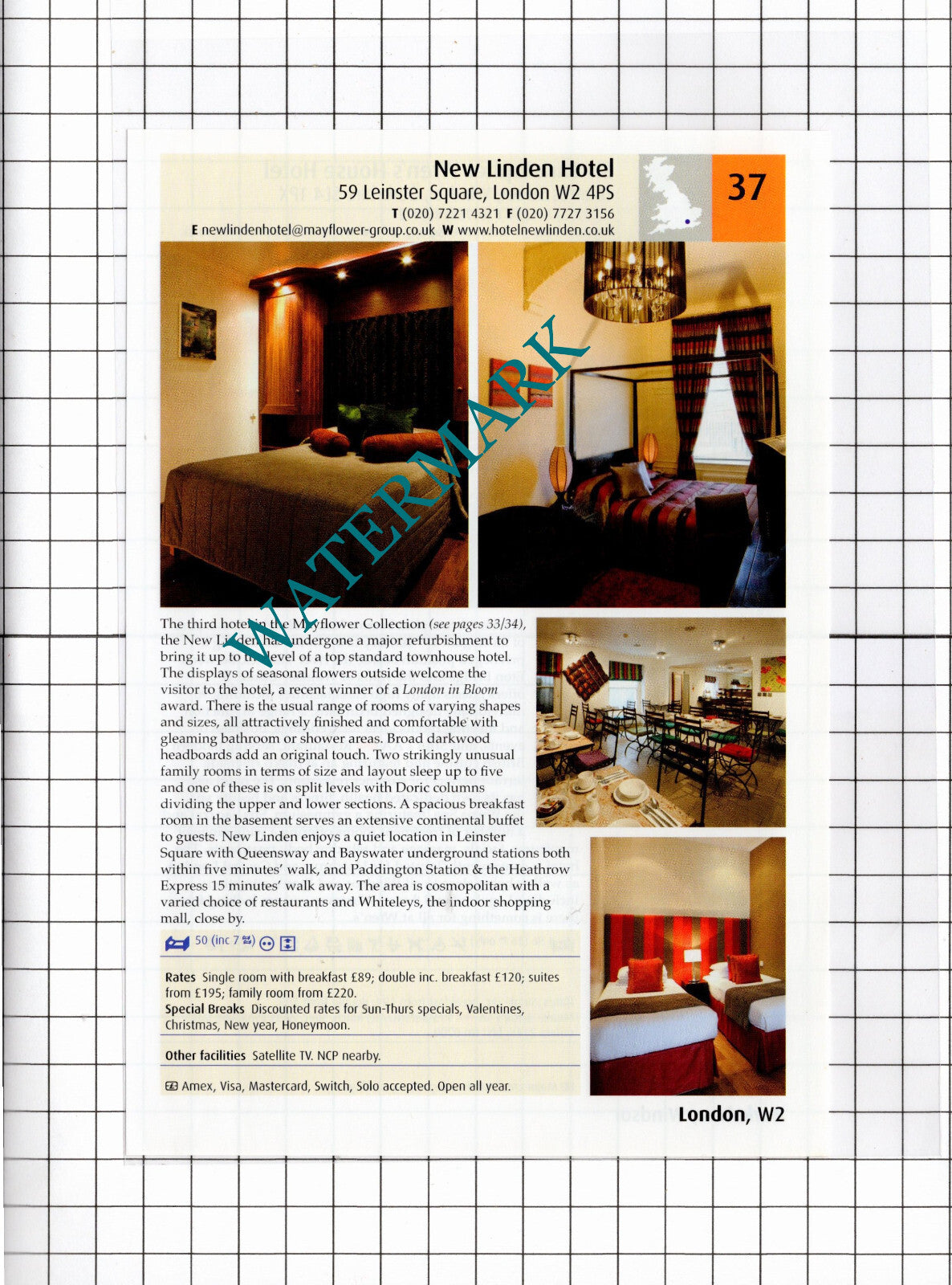 New Linden Hotel London / Sir Christopher Wren's House Hotel Windsor 2011 Advert