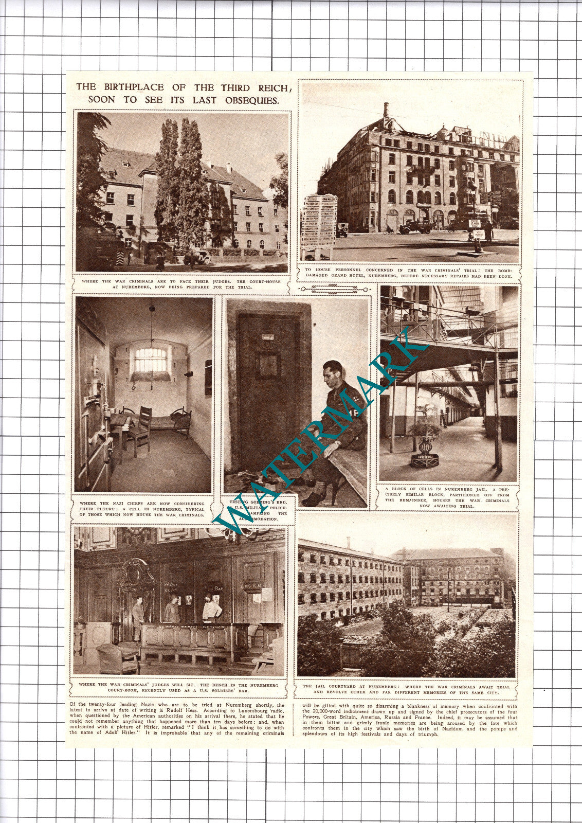 Nuremberg World War Two War Criminals -  1945 Clipping / Print