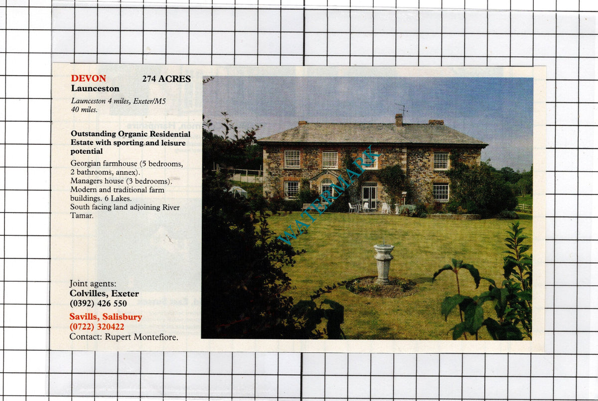 Launceston Devon - 1991 House Sale Advert