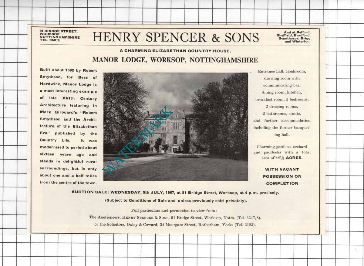 Manor Lodge Worksop Nottinghamshire    -1967  House Advert