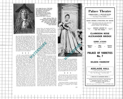 Palace Theatre Westcliff-on-Sea  Essex  Alexander Bridge - 1967 Article & Advert