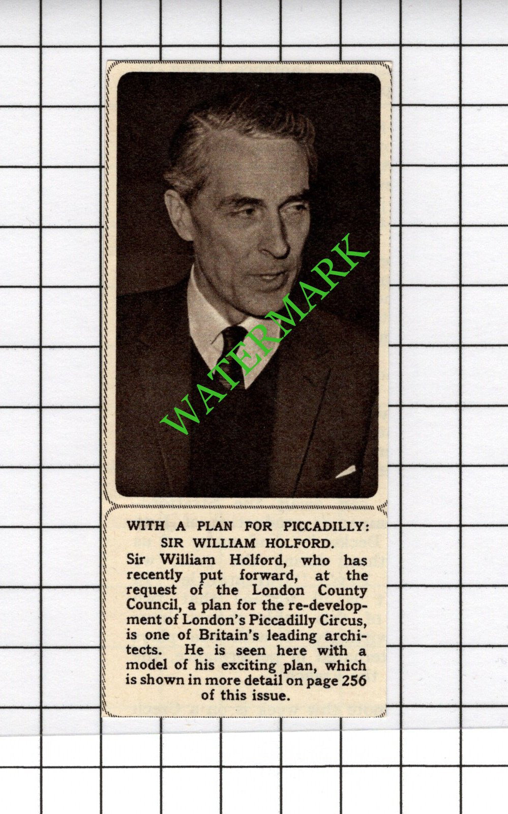 Sir William Holford - 1961 SMALL Cutting