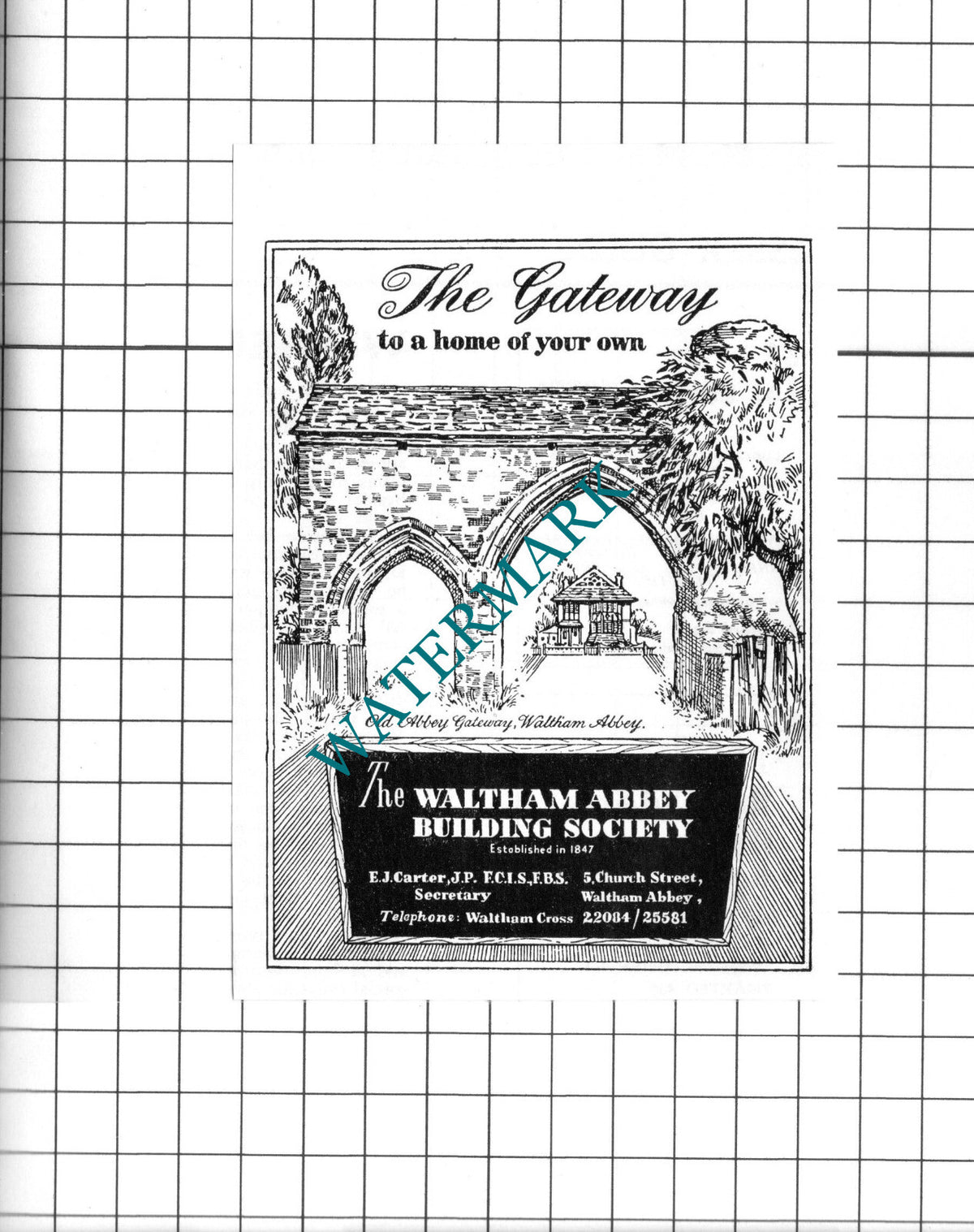 The Waltham Abbey Building Society EJ Carter Small Advert -  1967 Clipping