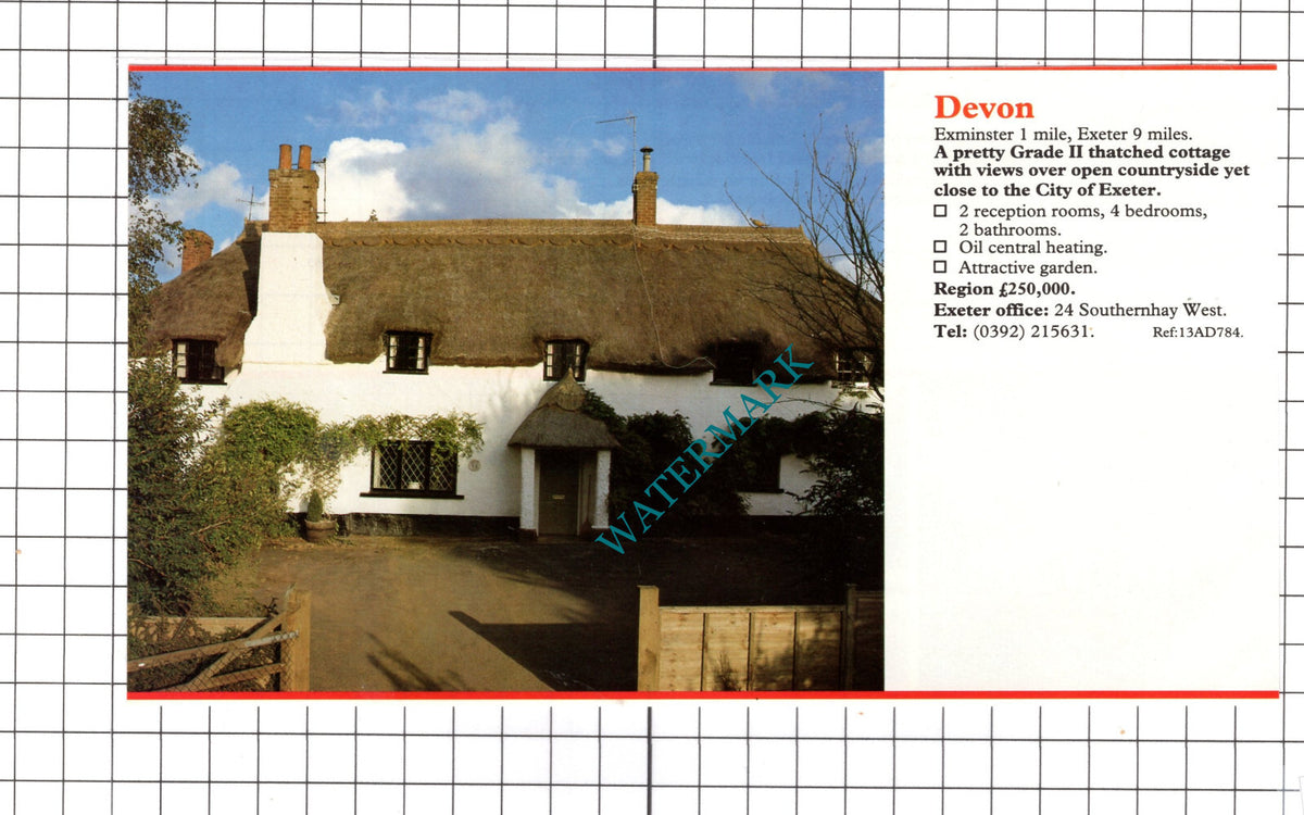Exminster Devon House Sale Advert - c.1990 Clipping / Print