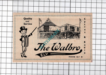 The Walbro Ely Cambridgeshire / Gardiner Chemist Ely - 1949 SMALL Advert