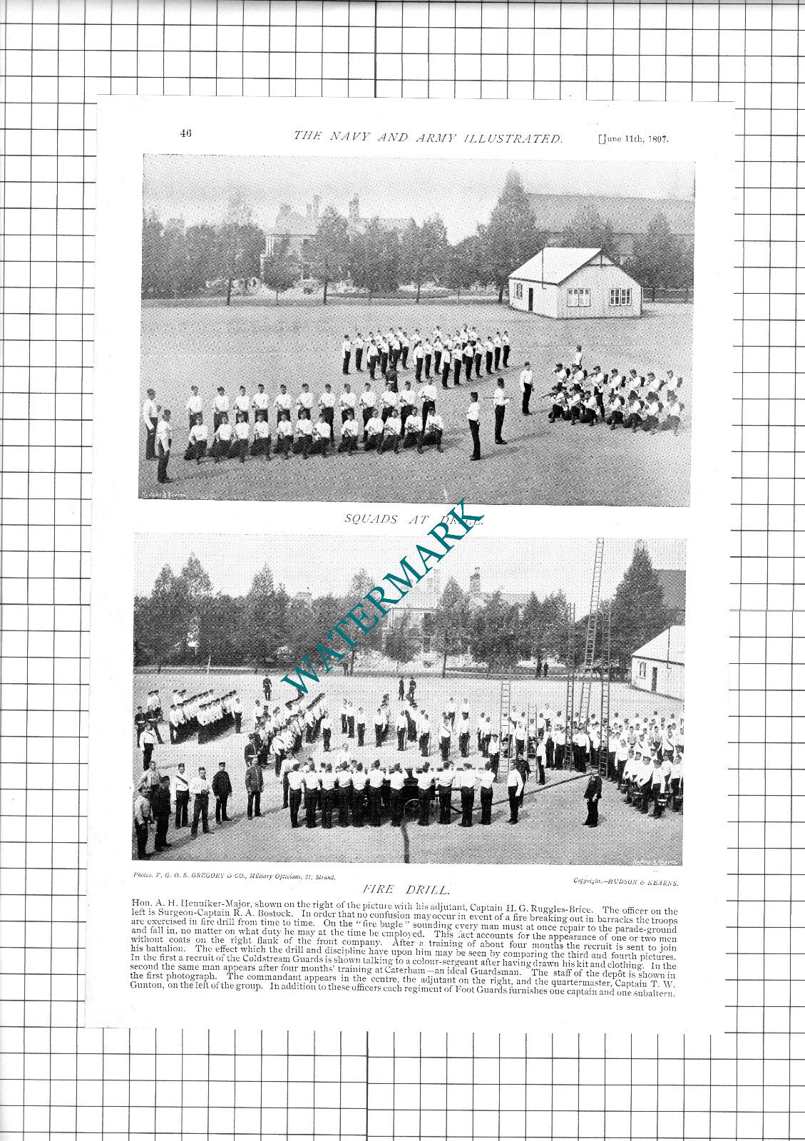 Hon A H Henniker-Major Captain H G Ruggles-Brice R A Bostock  - 1897 Book Print