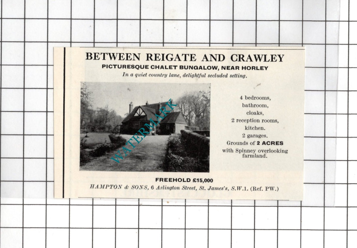 Horley Surrey - 1967 Small House Sale Advert