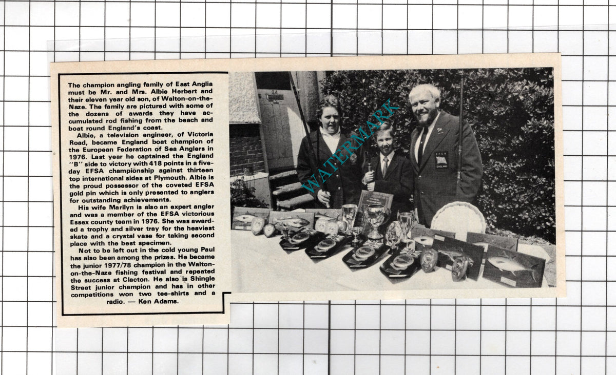 Mr & Mrs Albie Herbert Walton-on-the-Naze Anglers  - 1978 Cutting